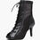 Thumbnail: Black Leather Lace Up Dance Boots Salsa Social Comfortable Dance High Heels