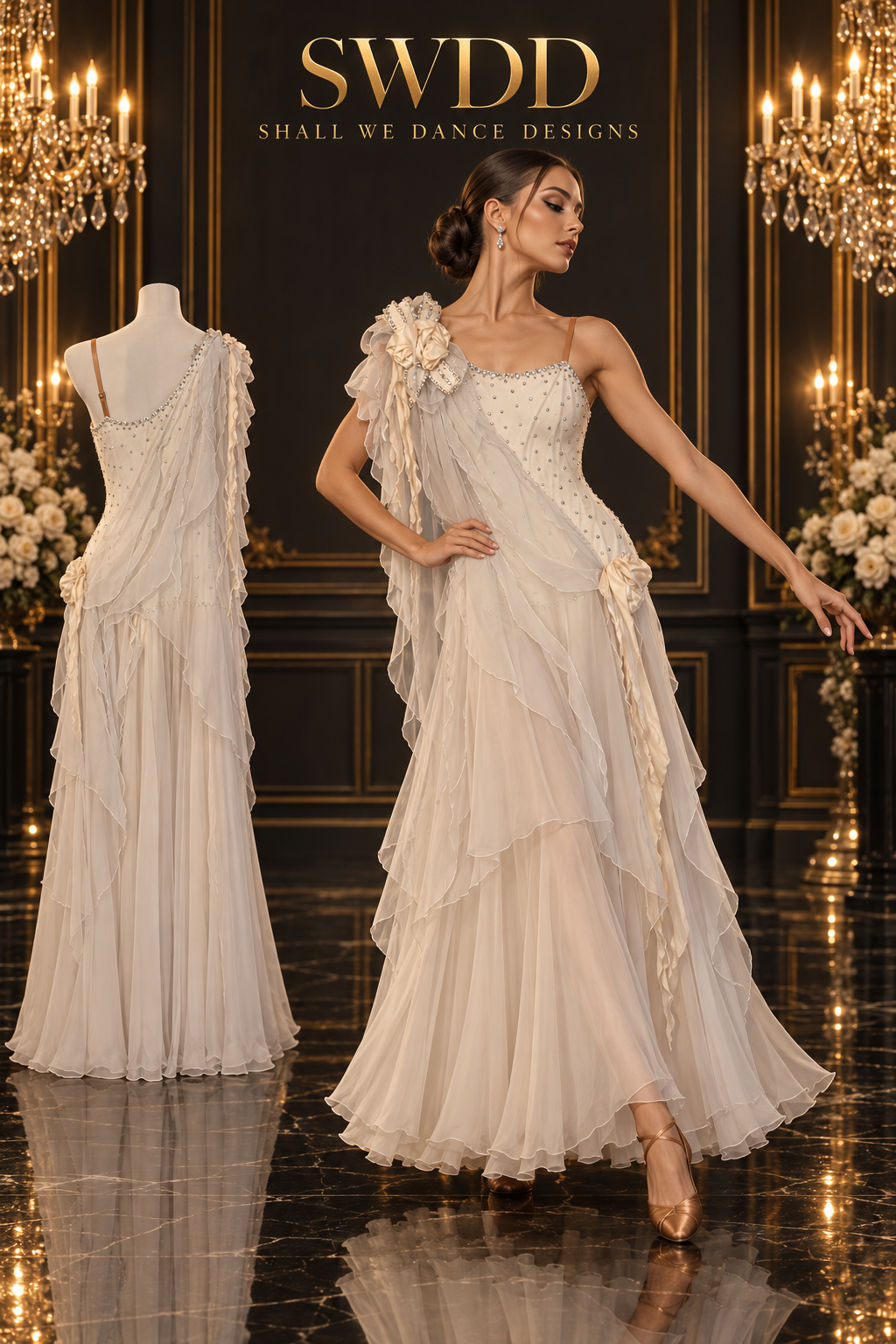 Ivory Cascade Smooth Gown