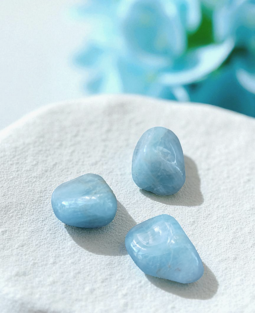 Akvamarin tromlet 20 mm- A-kvalitet