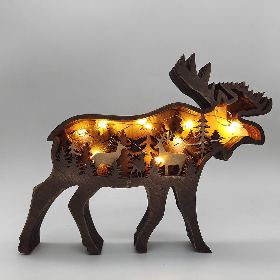 Thumbnail: Christmas Decoration Wooden Animal Carving Handcraft