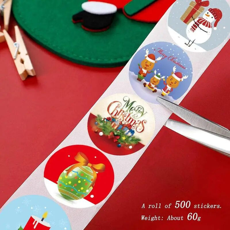Thumbnail: 500pcs Merry Christmas Stickers  Tree Elk Candy Bag Sealing Sticker C