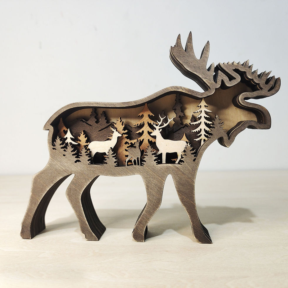 Thumbnail: Christmas Decoration Wooden Animal Carving Handcraft