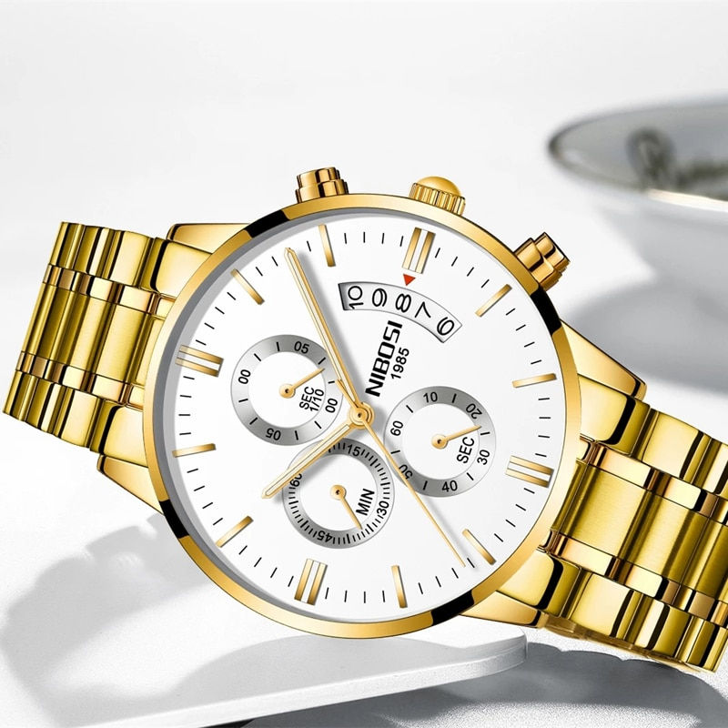 Thumbnail: NIBOSI Gold Men Watches Luxury