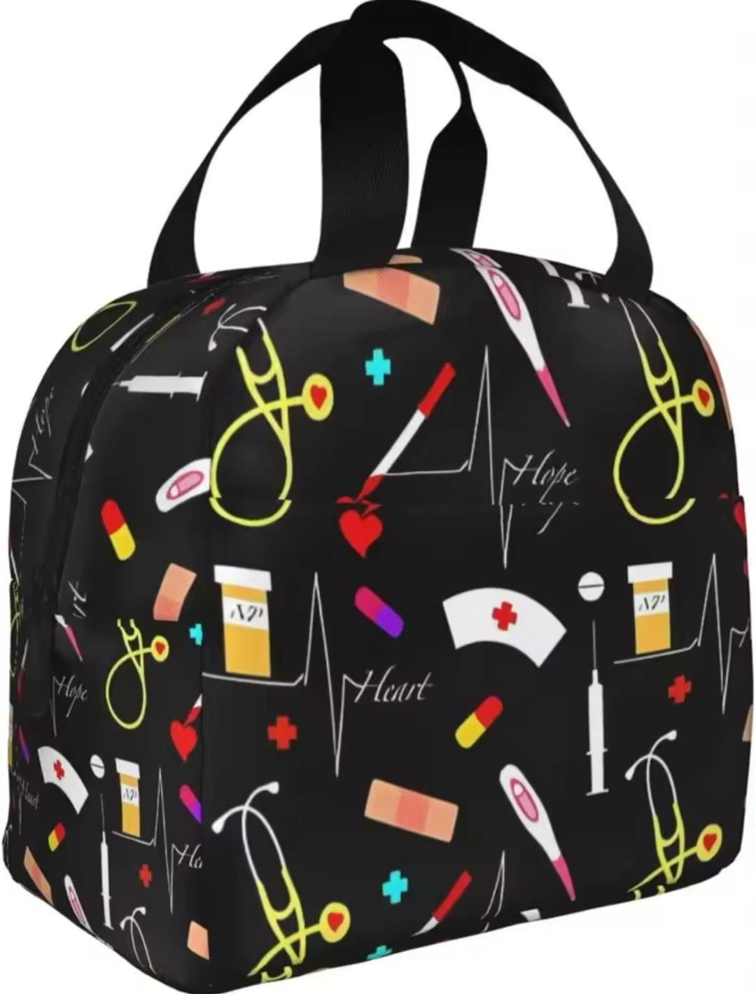 Heart of a Nurse lunch tote