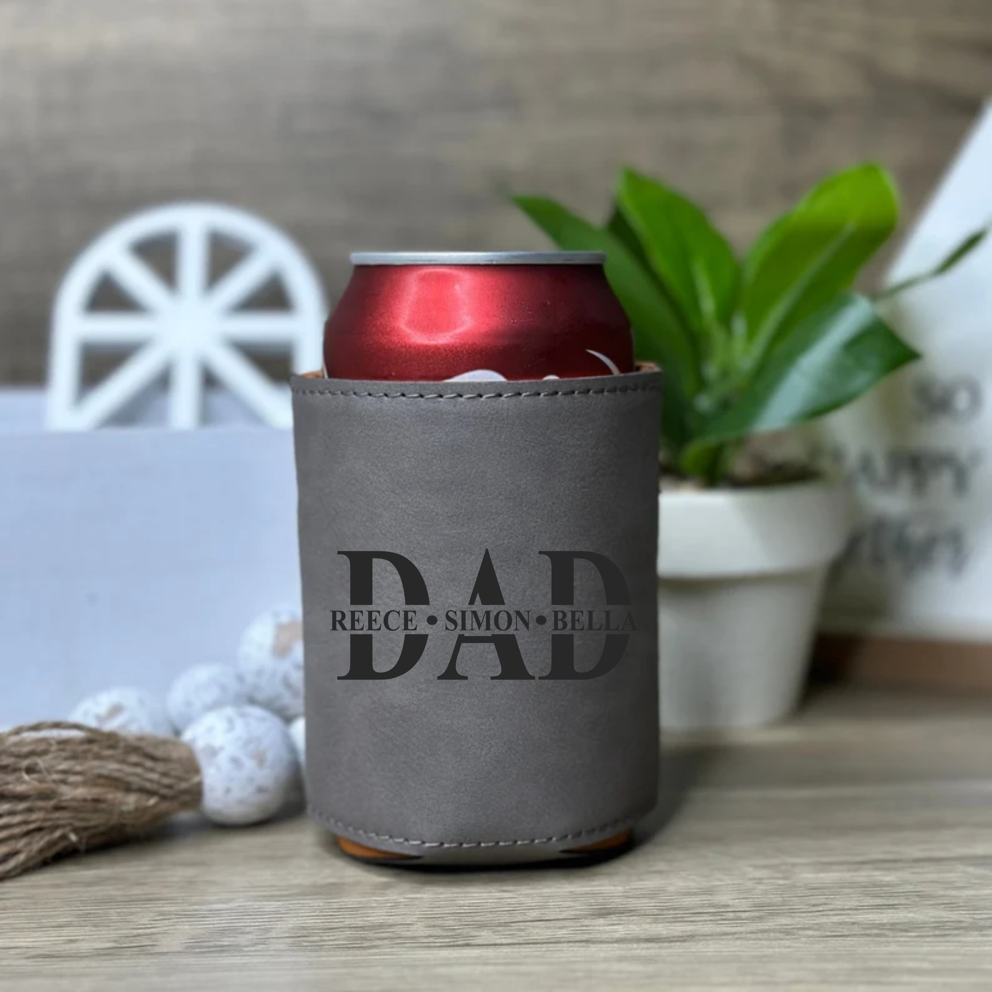 Custom Dad Leather Koozie
