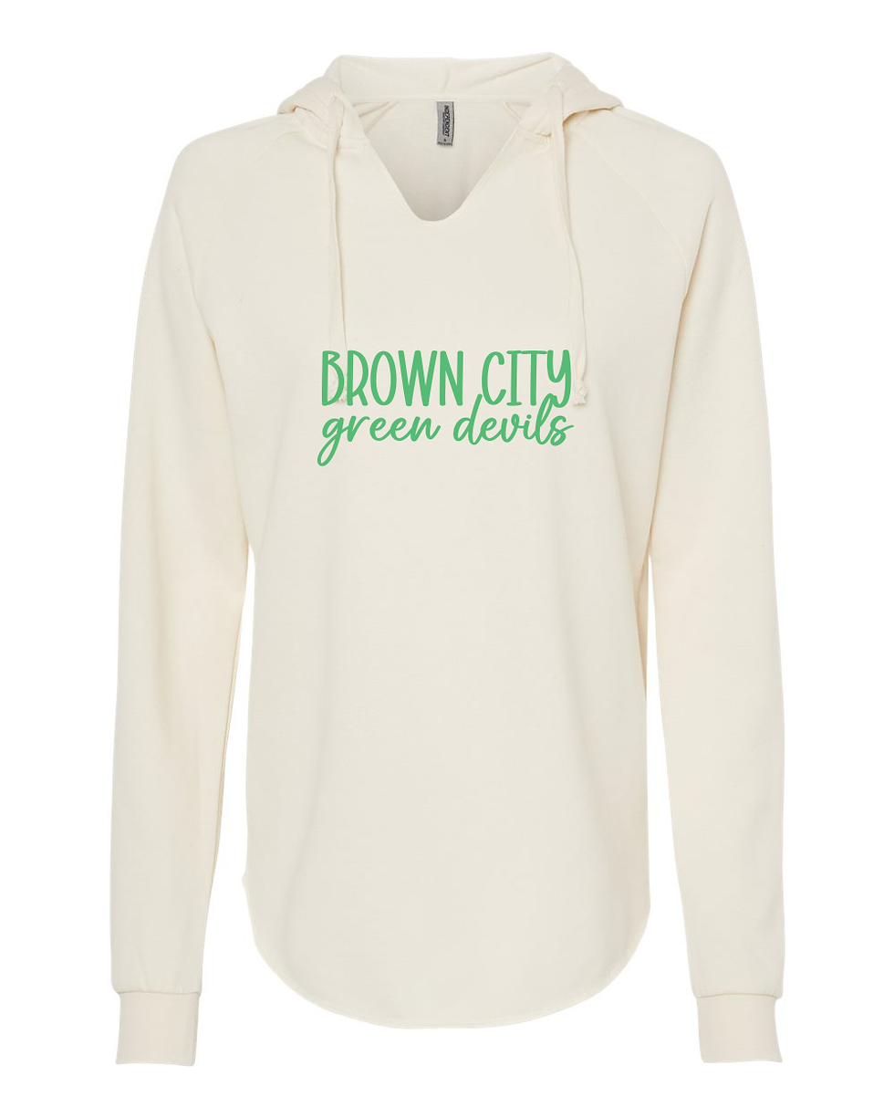 Thumbnail: Green Devils Women’s Lightweight Wave Wash Hooded Sweatshirt