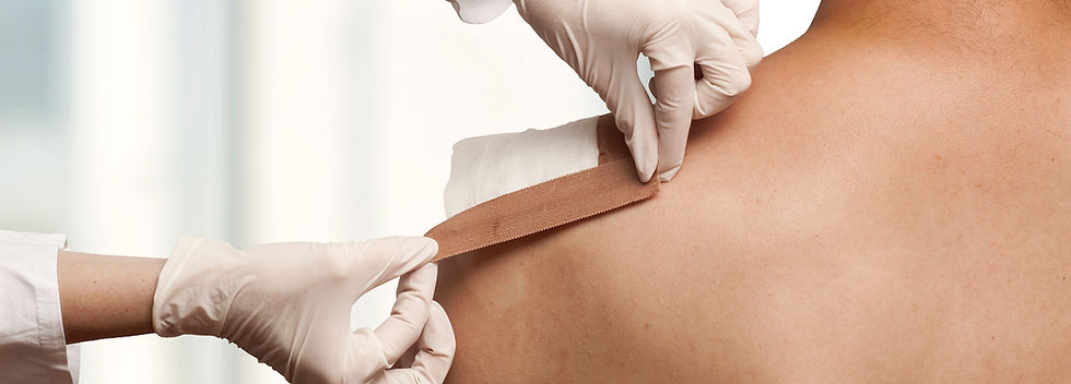 Applying medical bandage