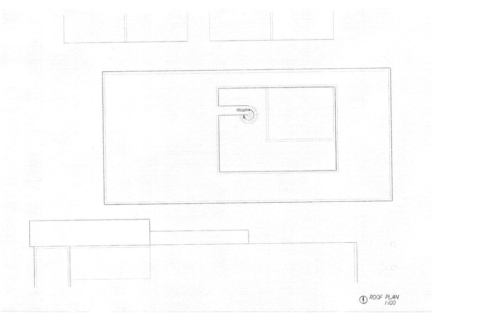 建筑屋顶平面图，显示“Chapel”小教堂，包含“ROOF PLAN”和“1/16”