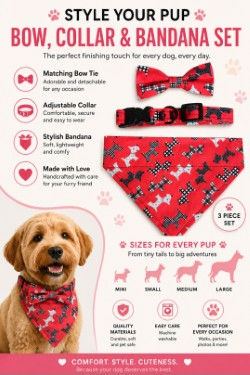 Collar Bow and Bandana set - Red scotty dogs