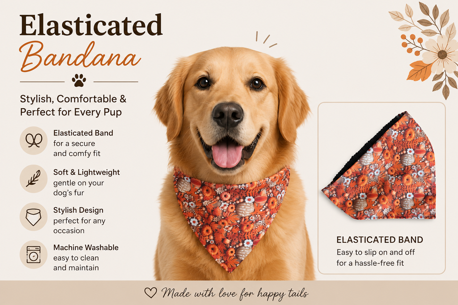 Elasticated Bandana - Pumpkins