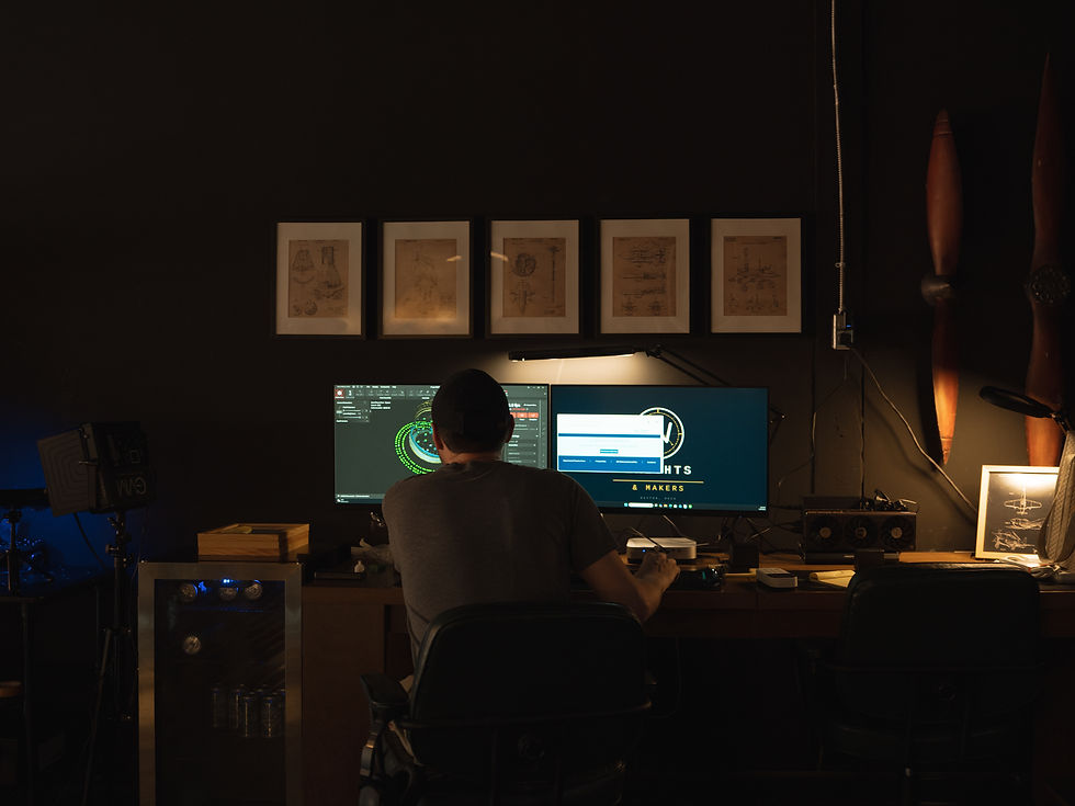 Brendon Tiffany working in his fourth-floor workspace at Dayton’s Davis-Linden Building.