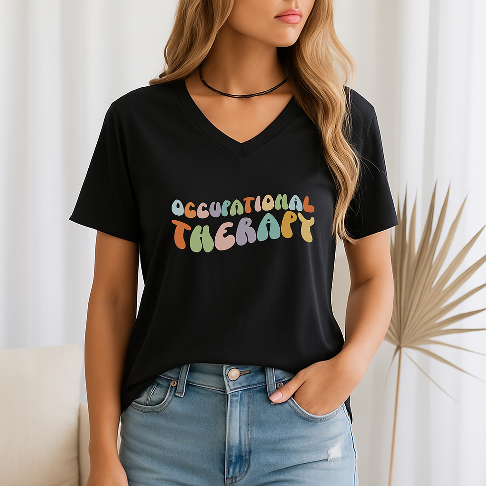 Thumbnail: Retro 70s Bubble Font Occupational Therapy V-neck Shirts