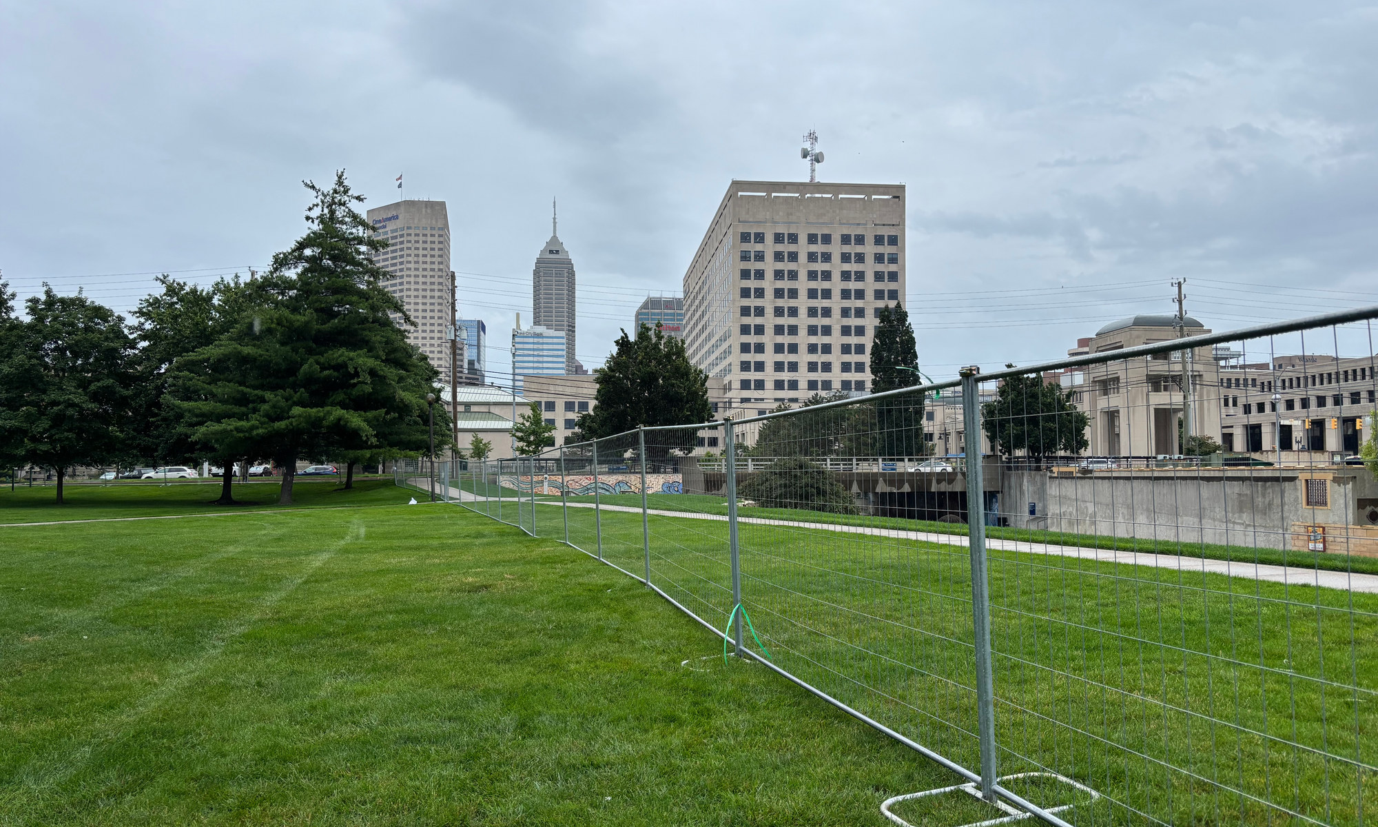 Fence Wizards temporary fence panels installed at Military Park in Indianapolis for a special event