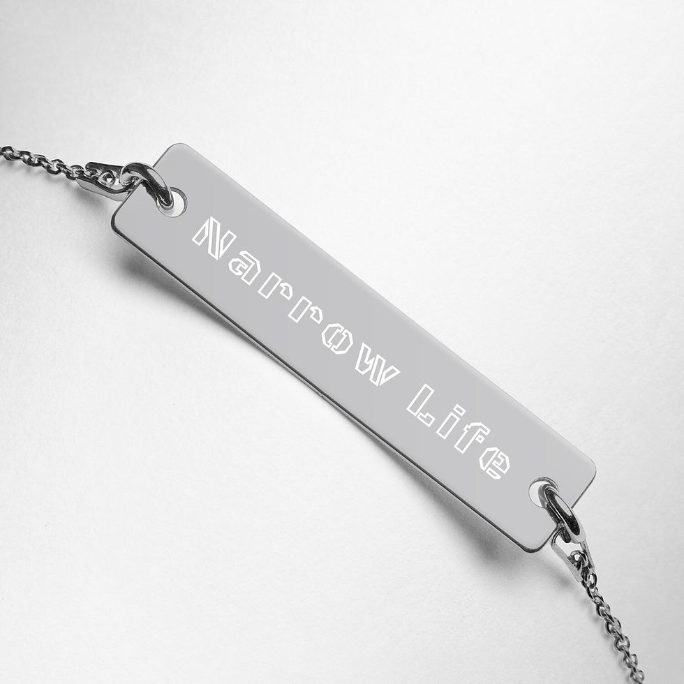 NL Engraved Silver Bar Chain Bracelet
