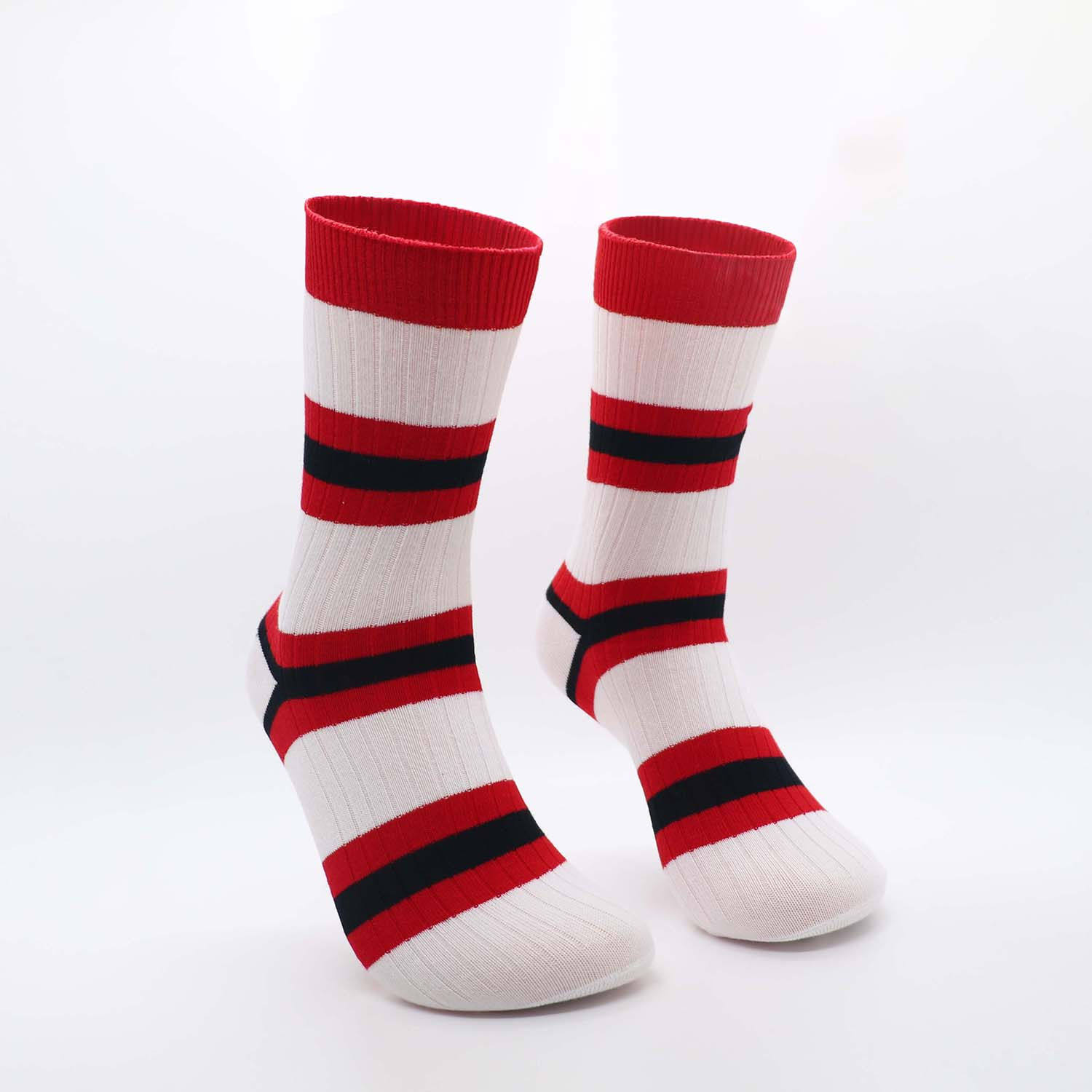 WHITE RED AND BLACK SOCKS
