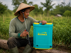 sprayer elektrik Kejora di area sawah