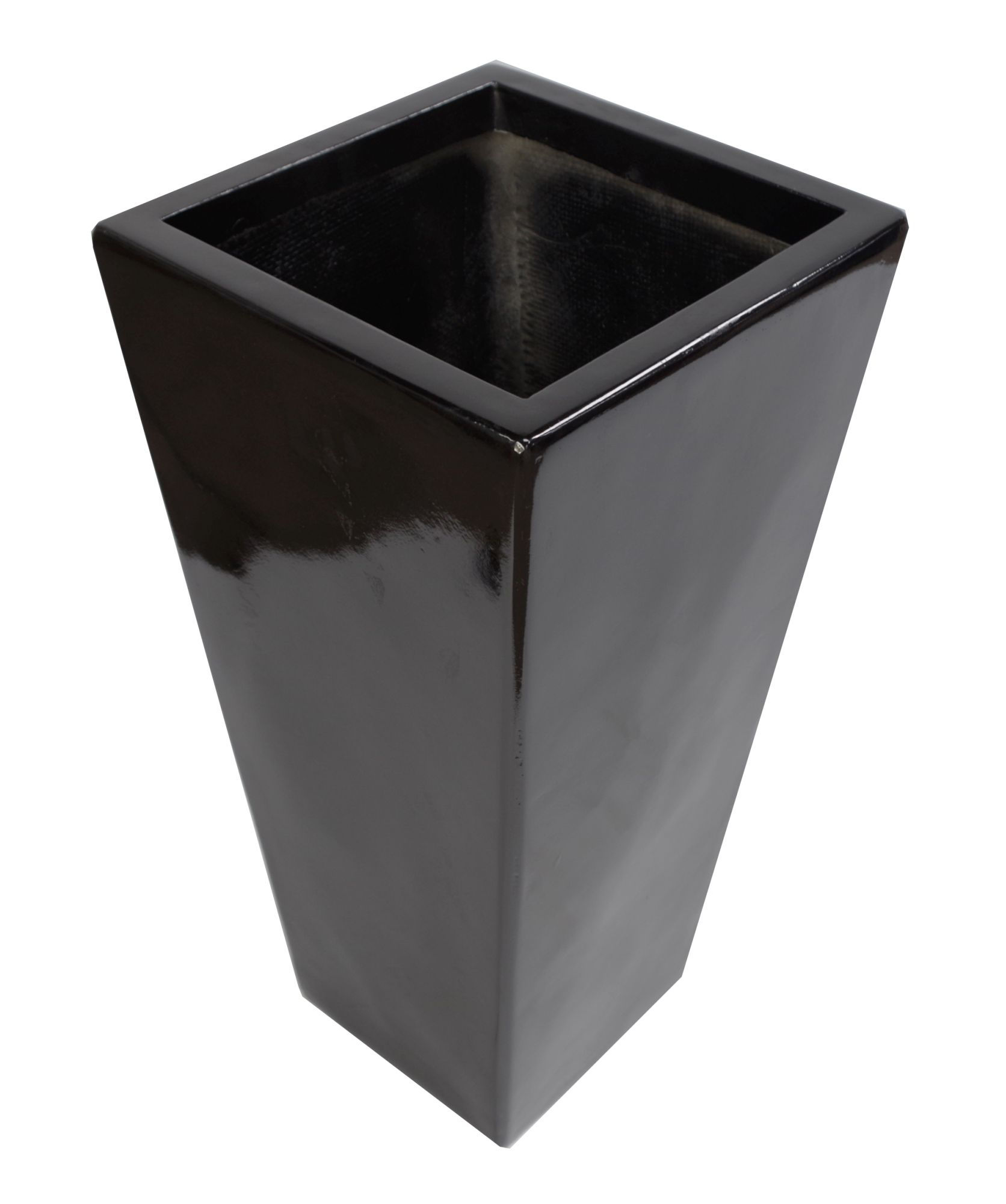 Tall 70cm Fibreglass Tapered Planter Black Gloss