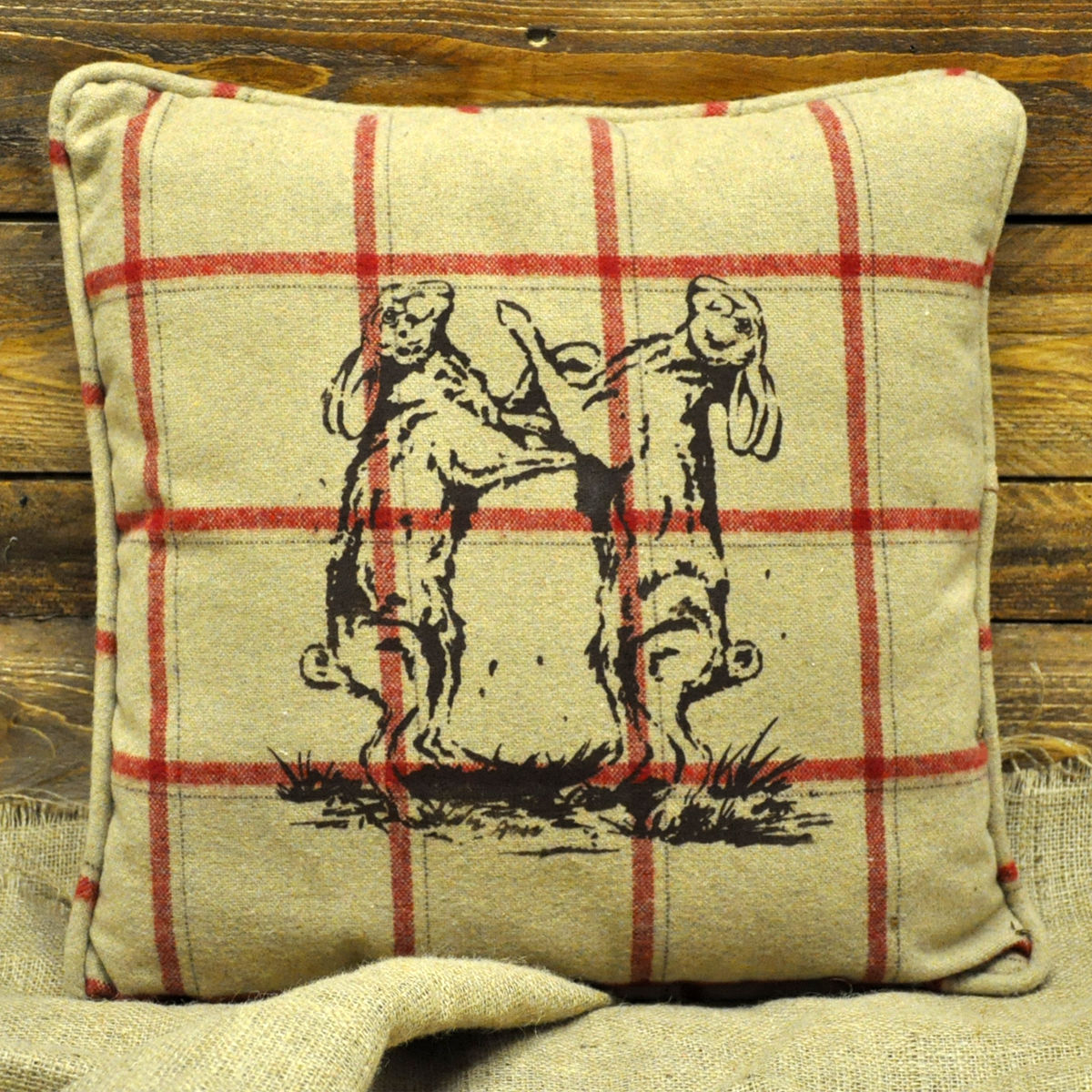 45cmx45cm Beige Dancing Hares Cushion