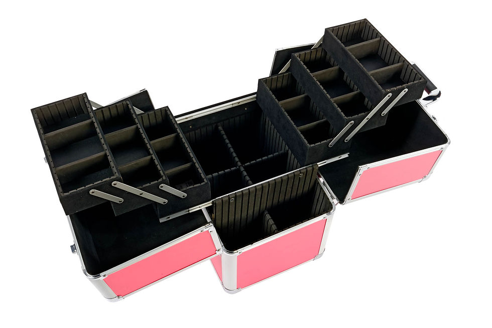 Thumbnail: Beautician Makeup Trolley Box Pink + Silver Frame