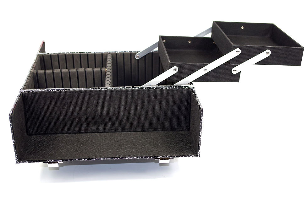 Thumbnail: Vanity Case / Makeup Box Silver / Black Flowers