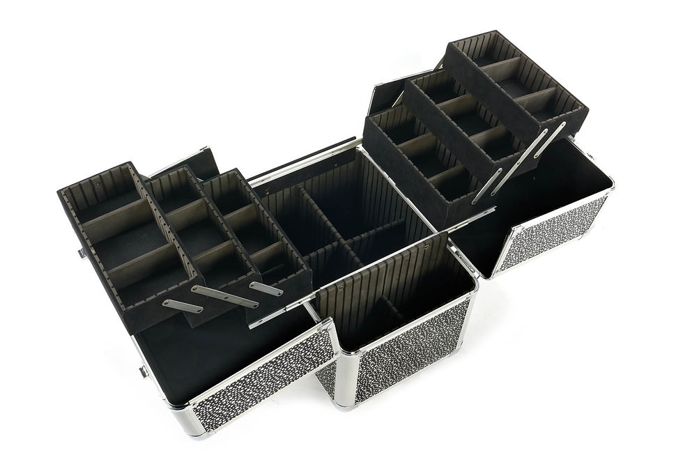 Thumbnail: Beautician Makeup Trolley Box Black + Silver Stars