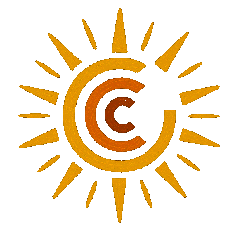 The Critical Chance Collective logo - an illustrated yellow sun with three C's in the centre. 