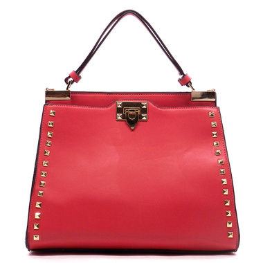 Fuchsia Studded 2-Compartment Satchel Bag