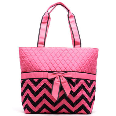 Thumbnail: Quilted Chevron Print Diaper Tote Bag