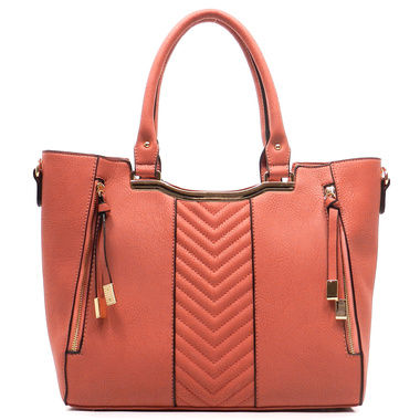 Thumbnail: Chevron Quilted Tote Blue or Coral