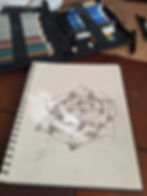 Pencil sketch of a rose in an art portfolio
