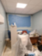 Office painting & ceiling projects with blue accent wall