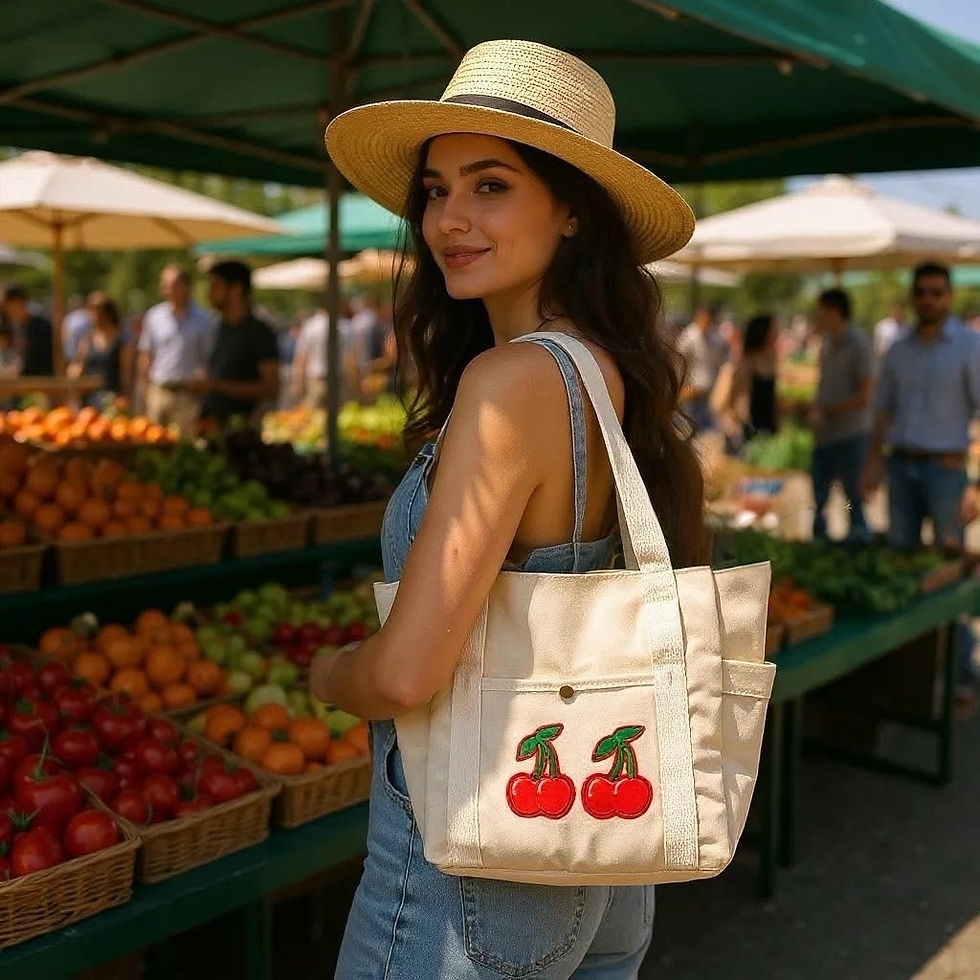 Thumbnail: Cherry Canvas Tote Bag
