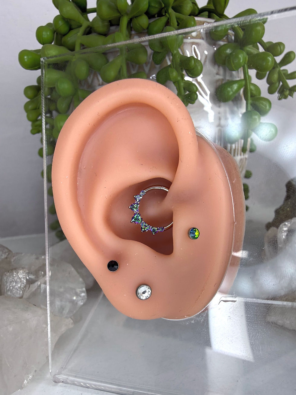 Miniatura: Argolla Hera 7 zirconias  (16g/10mm)