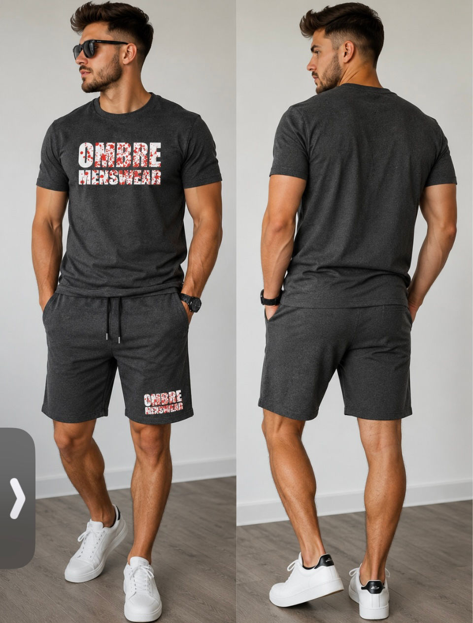 Thumbnail: 2Pcs Mens Short Sleeve T-Shirt Shorts Sports Set Casual Sweatshirt Summer