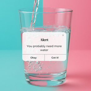 Glass of water reminder to drink
