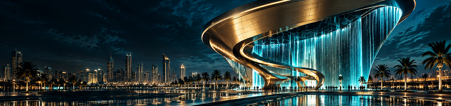 Futuristic Waterfront Pavilion at Night.png
