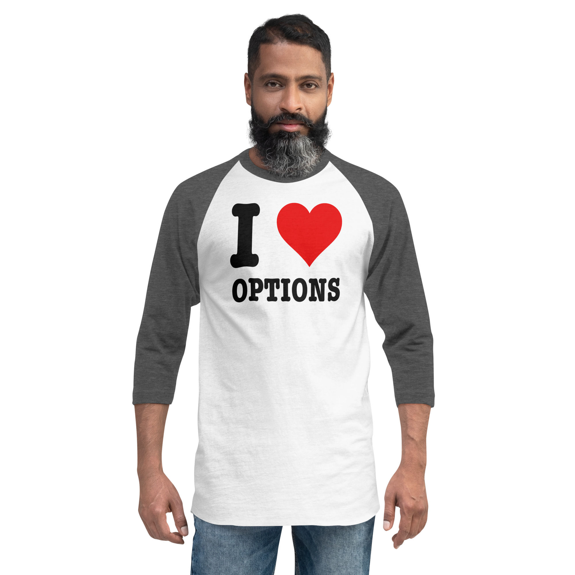 I HEART OPTIONS BASEBALL SHIRT