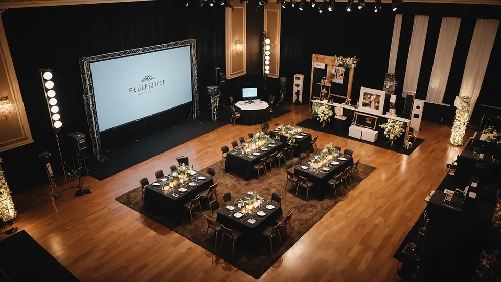 High angle view of a luxury event set up with a photo booth