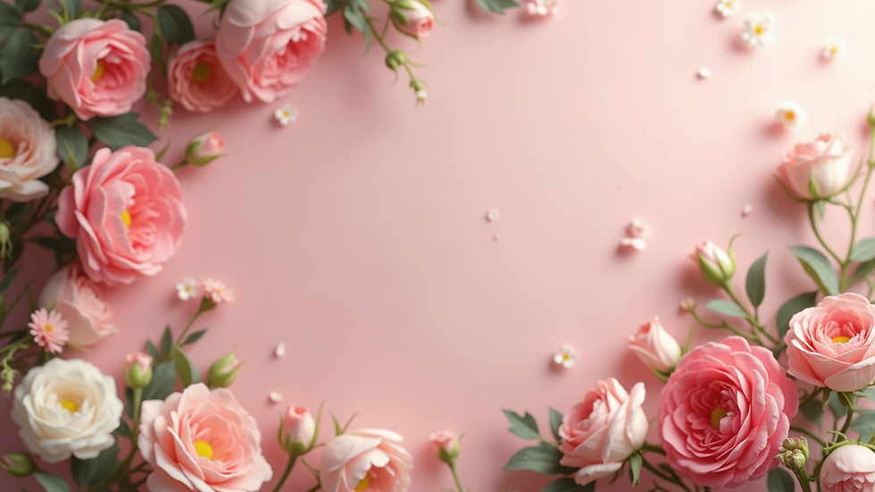 Eye-level view of a floral wedding backdrop adorned with pastel flowers