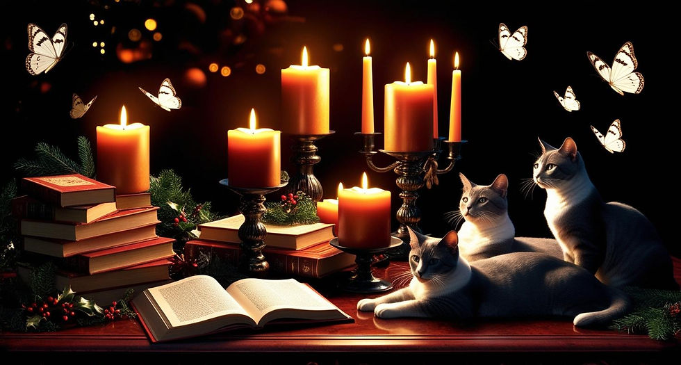 Fêtons Yule avec ceux que nous aimons (et oui, moi, j'aime les chats...)
