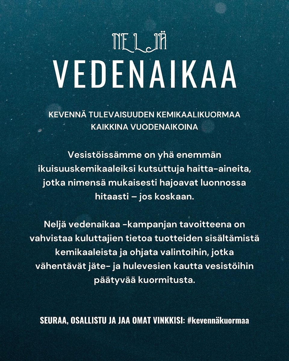 Neljä vedenaikaa -kampanjassa vähennetään kotitalouksien kemikaalikuormaa