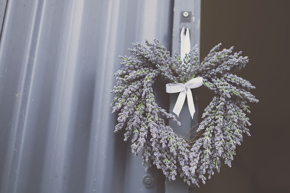 Thumbnail: >>Faux Lavender Heart Wreath