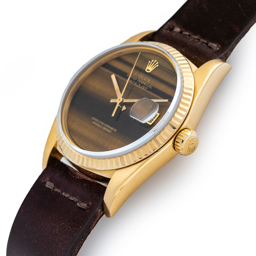 Rolex Yellow Gold Datejust Tiger Eye Dial Ref. 16018 crown