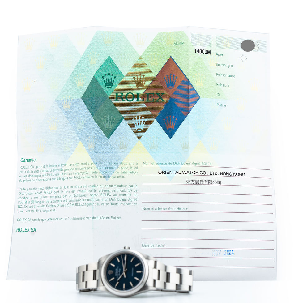 Rolex Stainless Steel Airking Ref. 14000M papers