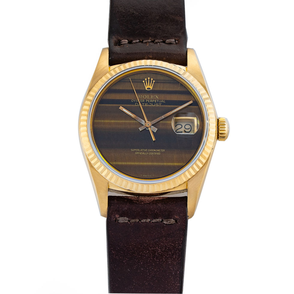 Rolex Yellow Gold Datejust Tiger Eye Dial Ref. 16018 front