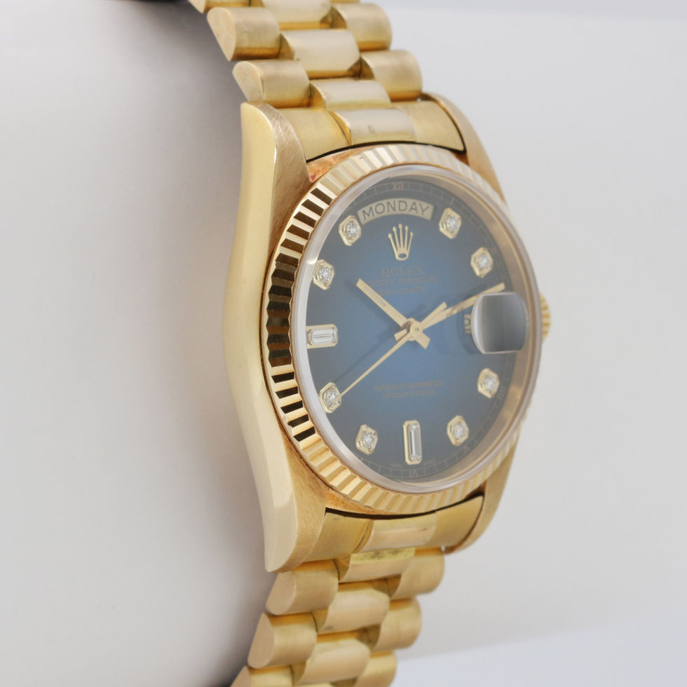Rolex Day-Date Blue Vignette Diamond Dial Ref. 18238 side