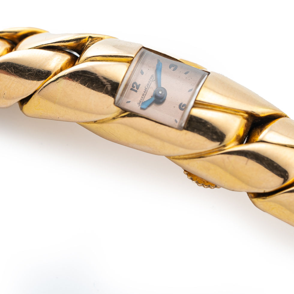 Jaeger LeCoultre Ladies Rose Gold Cuban Link Bracelet watch side