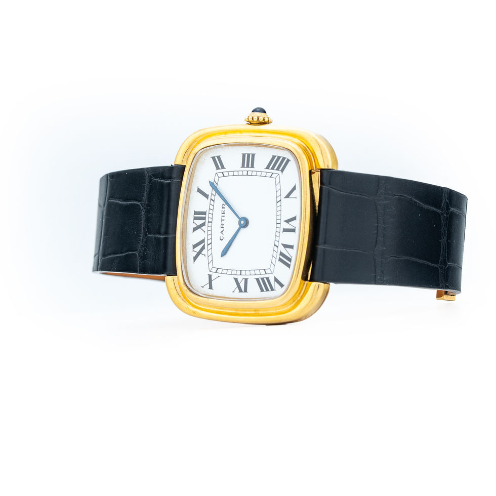 Cartier Paris Ellipse TV Screen yellow gold vintage watch on side image
