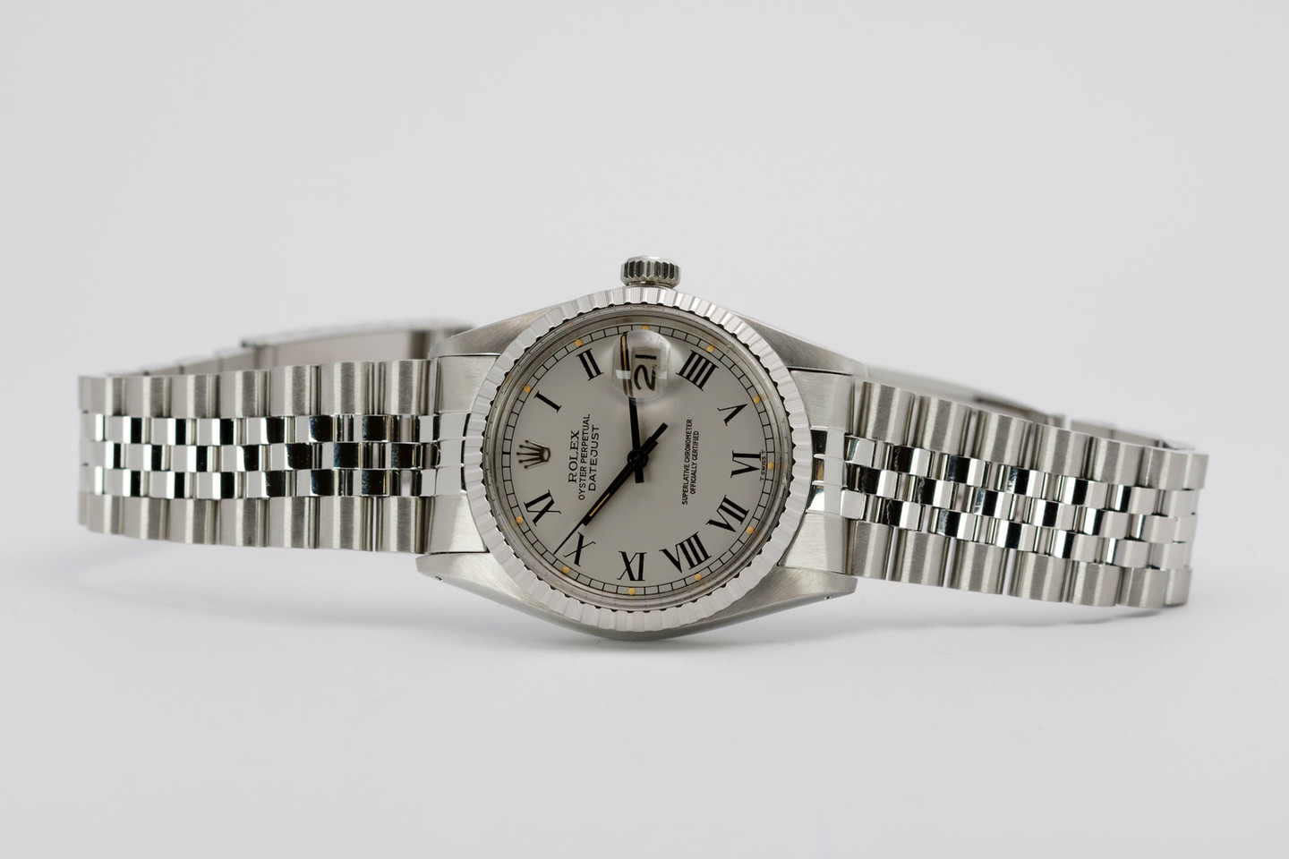 Rolex Stainless Steel Datejust 'Buckley Dial' Ref. 16030 on side