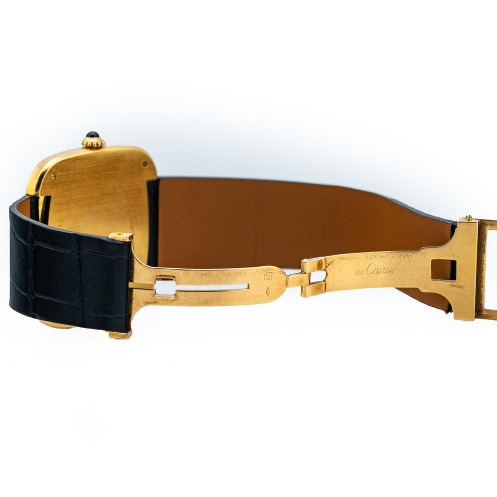 Cartier Paris Ellipse TV Screen yellow gold vintage watch open clasp